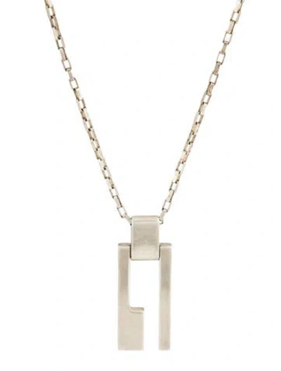 Pre-owned Gucci G Logo Pendant Necklace, 20" In Multi