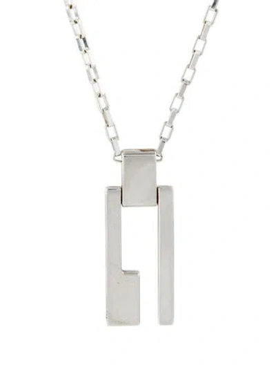 Pre-owned Gucci G Logo Pendant Necklace, 24" In Multi