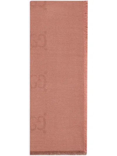 Gucci G-monogram Frayed Scarf In Rosa