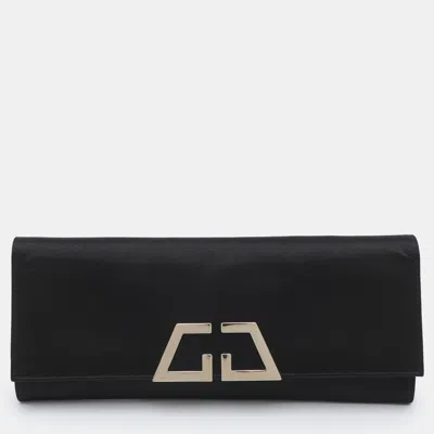 Pre-owned Gucci G Night Black Satin Clutch