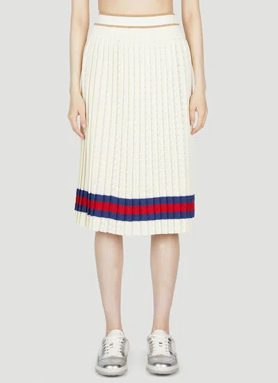 Gucci G Rhombus Knit Skirt In Cream