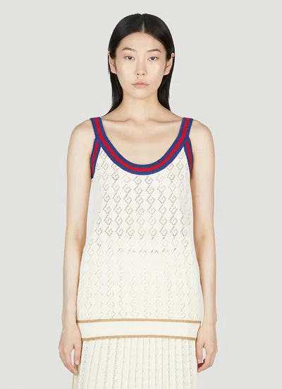 Gucci G Rhombus Knit Tank Top In Cream