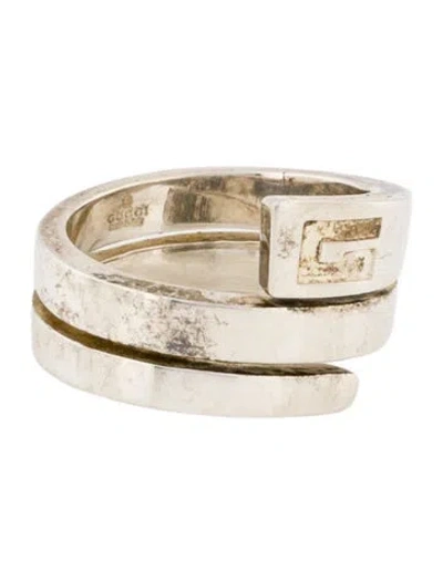 Pre-owned Gucci G Square Bypass Ring In Multicolor