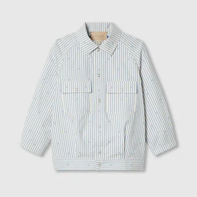 Gucci Kids' G Striped Cotton Jacket In Blue