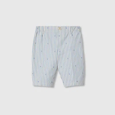 Gucci Babies' G Striped Cotton Pant In Blue