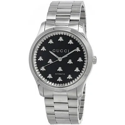 Pre-owned Gucci G-timeless 42mm Auto Black Onyx Stone Dial Men's Watch Ya126283