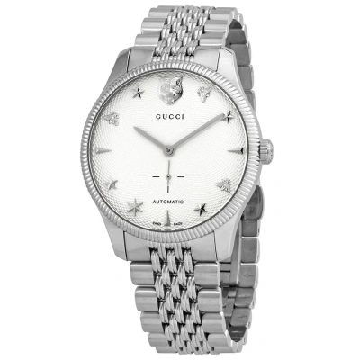 Gucci G-timeless Automatic Silver Dial Men's Watch Ya126354 In Metallic