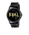 Gucci G-timeless Ghost Logo Watch In Black