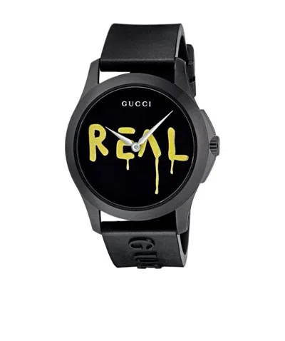 Gucci G-timeless Ghost Logo Watch In Black