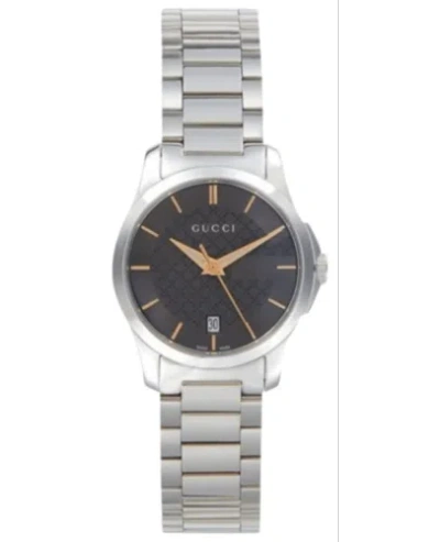 Pre-owned Gucci G-timeless Quartz Black Dial Steel Women's Watch Ya126592