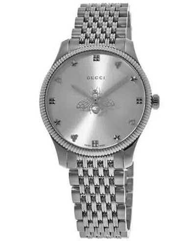 Pre-owned Gucci G-timeless Silver Dial Stainless Steel Women's Watch Ya1264153