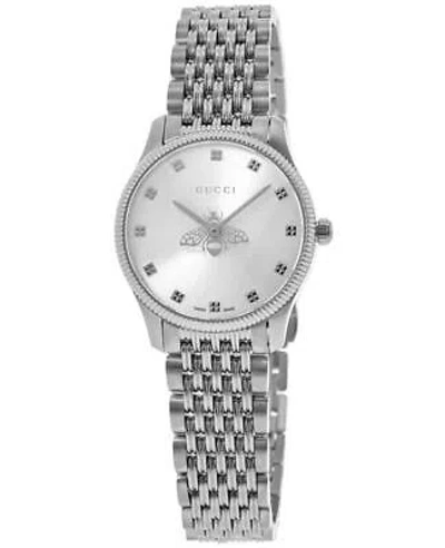 Pre-owned Gucci G-timeless Silver Dial Stainless Steel Women's Watch Ya1265019
