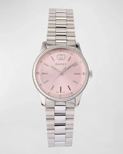 Gucci G-timeless Slim Watch With Diamonds And Bracelet Strap In Metallic