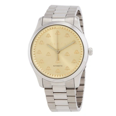 Gucci G-timelss Champagne Dial Men's Watch Ya126378 In Two Tone  / Champagne / Gold Tone / Grey / Yellow