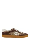 Gucci Men G75 Low-top Supreme Gg Fabric And Suede Sneakers In Cream