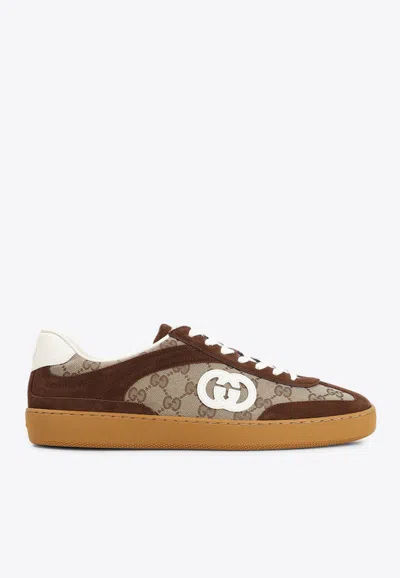 GUCCI G74 INTERLOCKING G SUEDE SNEAKERS