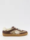 Gucci Men G75 Low-top Supreme Gg Fabric And Suede Sneakers In Brown