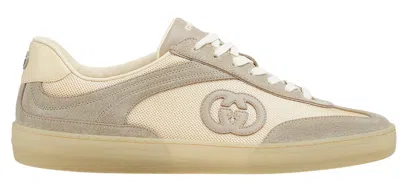 Gucci Dual-tone Mesh And Suede Sneakers In White