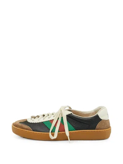 Pre-owned Gucci G74 Web Sneakers In Black