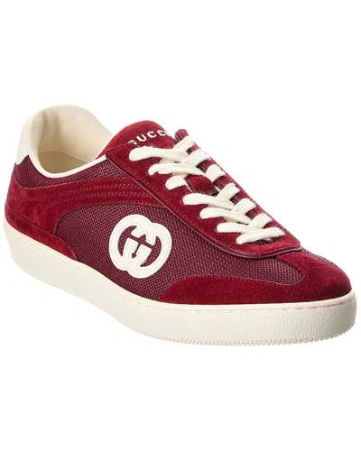 Gucci G75 Canvas & Suede Sneaker In Red