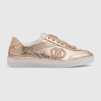Gucci G75 Metallic Leather Sneakers In Pink