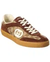 Gucci Men G75 Low-top Supreme Gg Fabric And Suede Sneakers In Brown