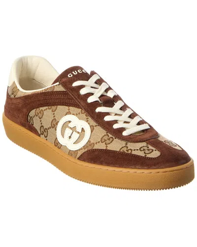 Gucci Men G75 Low-top Supreme Gg Fabric And Suede Sneakers In Multi