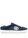 Gucci G75 Suede And Canvas Sneakers In Blue