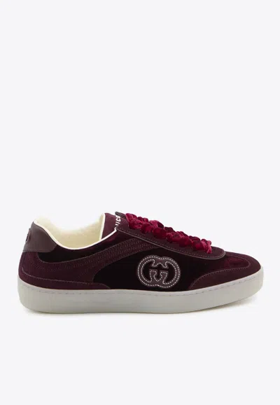GUCCI G75 LOW-TOP VELVET SNEAKERS