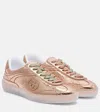 Gucci G75 Metallic Leather Sneakers In Pink