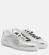 Gucci G75 Metallic Leather Sneakers In Silver