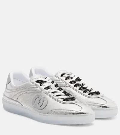 GUCCI G75 METALLIC LEATHER SNEAKERS