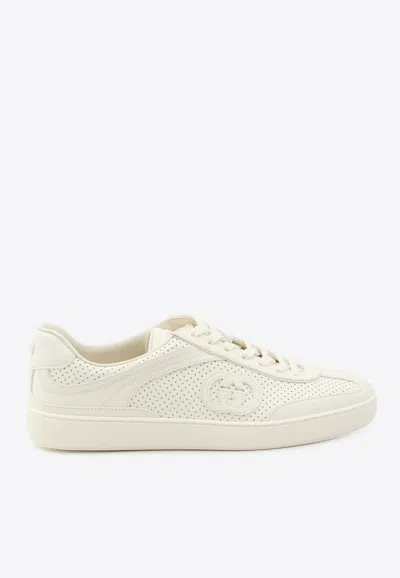 Gucci G75 Perforated Leather Low-top Sneakers In White