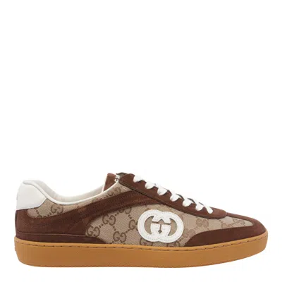 Gucci Men G75 Low-top Supreme Gg Fabric And Suede Sneakers In Multi