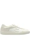Gucci G75 Suede And Leather Sneakers In White