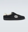 Gucci G75 Suede And Canvas Sneakers In Black