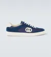 Gucci G75 Suede And Canvas Sneakers In Blue