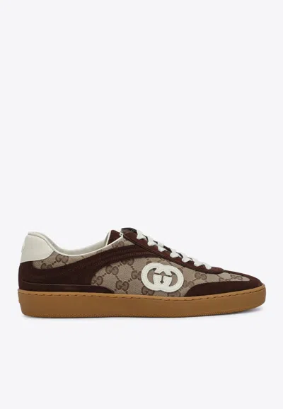 Gucci Men G75 Low-top Supreme Gg Fabric And Suede Sneakers In Multi
