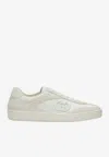 Gucci G75 Suede And Leather Sneakers In White