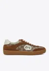 Gucci Brown G75 Sneaker In Suede And Gg Fabric Women In Brown