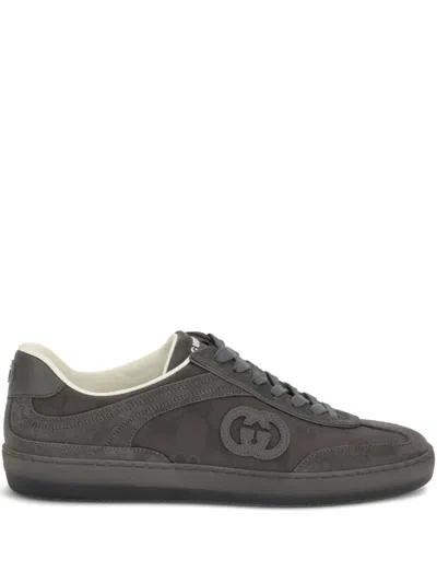 Gucci G75 Suede Sneakers In Gray