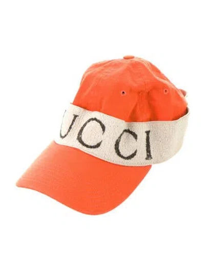 Pre-owned Gucci Gabardine Baseball Cap In Orange
