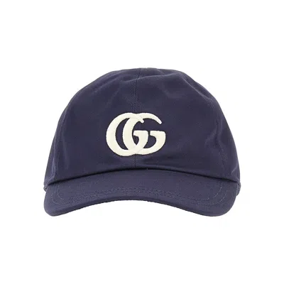 Gucci Kids' Gabardine Baseball Cap With Embroidery In Blue