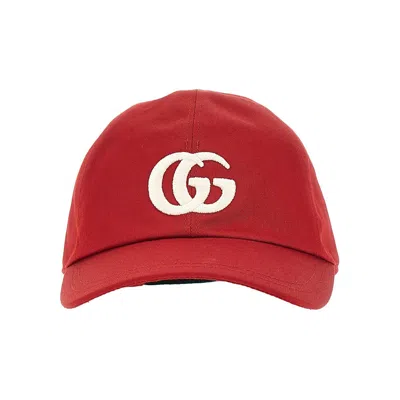 Gucci Kids' Gabardine Baseball Cap With Embroidery In Red