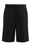 Gucci Black Wool-blend Bermuda Shorts With Web Detail In Black