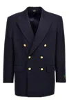 Gucci Men Gabardine Double Breast Blazer Jacket In Black