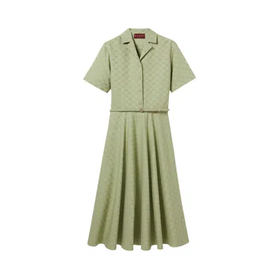 Pre-owned Gucci Gabardine Dress 'reseda' | Green | Women's Size 38