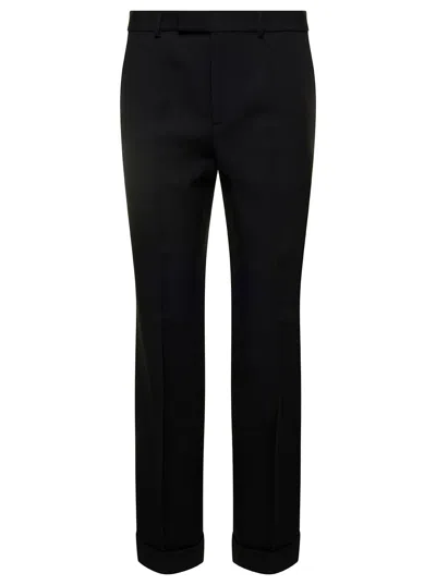 Gucci Gabardine Wide Leg Trousers In Black