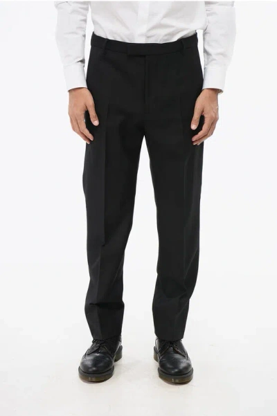 Gucci Gabardine Wool Pants With Loops Belt In Black