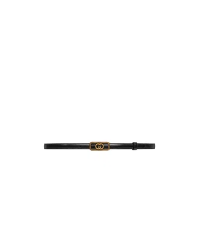 Gucci Gancini Leather Belt In Black